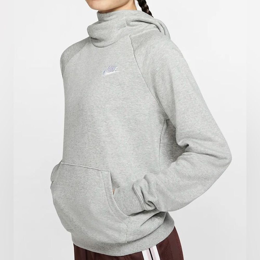 Nike Essential Long Sleeve Funnel Neck Gray Pullover Hoodie Sweatshirt. Large.